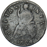1694 Farthing - William & Mary British Copper Coin