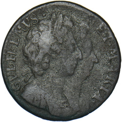 1694 Farthing - William & Mary British Copper Coin