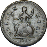 1719 Farthing - George I British Copper Coin - Nice