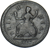 1719 Farthing - George I British Copper Coin