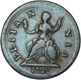 1722 Farthing - George I British Copper Coin - Nice