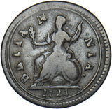 1724 Farthing - George I British Copper Coin - Nice