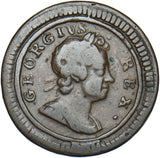 1724 Farthing - George I British Copper Coin - Nice