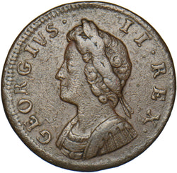 1730 Farthing - George II British Copper Coin - Nice