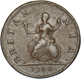 1730 Farthing - George II British Copper Coin - Nice