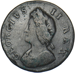 1732 Farthing - George II British Copper Coin