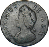 1732 Farthing - George II British Copper Coin