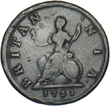 1732 Farthing - George II British Copper Coin