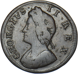 1732 Farthing - George II British Copper Coin