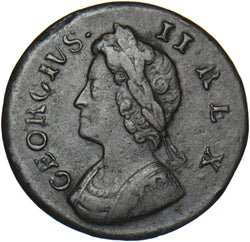 1735 Farthing - George II British Copper Coin - Nice