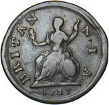 1737 Farthing - George II British Copper Coin