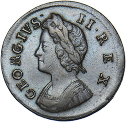 1739 Farthing - George II British Copper Coin - Very Nice