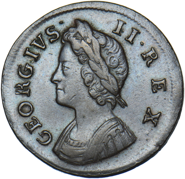 1739 Farthing - George II British Copper Coin - Very Nice