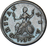 1739 Farthing - George II British Copper Coin - Very Nice