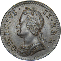 1754 Farthing - George II British Copper Coin - Very Nice