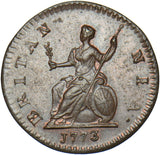 1773 Farthing - George III British Copper Coin - Very Nice
