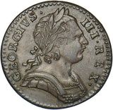 1774 Farthing - George III British Copper Coin - Very Nice