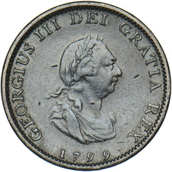 1799 Farthing - George III British Copper Coin - Nice