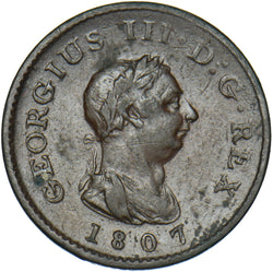 1807 Farthing - George III British Copper Coin - Nice