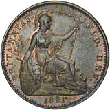 1821 Farthing - George IV British Copper Coin - Very Nice