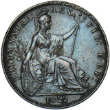 1822 Farthing - George IV British Copper Coin - Very Nice
