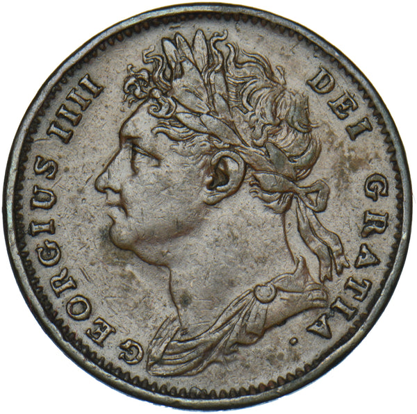 1825 Farthing - George IV British Copper Coin - Nice