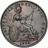 1825 Farthing - George IV British Copper Coin - Very Nice