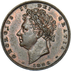 1826 Farthing - George IV British Copper Coin - Very Nice