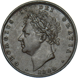 1828 Farthing - George IV British Copper Coin - Nice