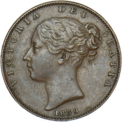 1839 Farthing - Victoria British Copper Coin - Very Nice
