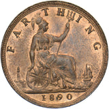 1890 Farthing - Victoria British Bronze Coin - Superb
