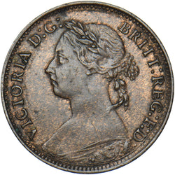 1895 Farthing (Bun Head) - Victoria British Bronze Coin - Very Nice