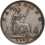 1895 Farthing (Bun Head) - Victoria British Bronze Coin - Very Nice
