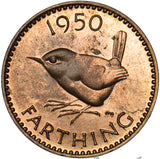 1950 Proof Farthing - George VI British Bronze Coin - Superb