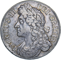 1686 Crown - James II British Silver Coin - Nice