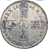 1696 Crown (Unbarred A) - William III British Silver Coin - Very Nice