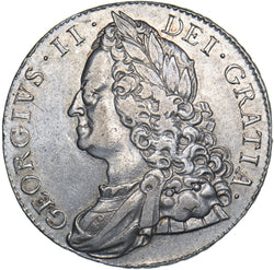 1750 Crown - George II British Silver Coin - Nice