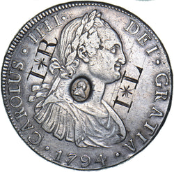 1794/1804 Oval Countermarked Bolivia Dollar - George III British Silver Coin - Nice
