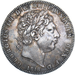 1818 LIX Crown - George III British Silver Coin - Nice