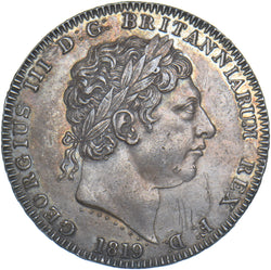 1819 LX Crown (No Stop After Tutamen) - George III British Silver Coin - Nice
