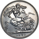 1891 Crown - Victoria British Silver Coin - Nice