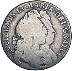 1693 Halfcrown - William & Mary British Silver Coin