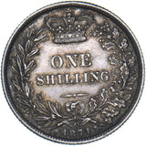 1871 Shilling - Victoria British Silver Coin - Very Nice