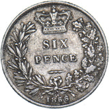 1866 Sixpence (Die no. 56) - Victoria British Silver Coin - Nice