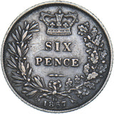 1867 Sixpence (Die no. 14) - Victoria British Silver Coin - Nice