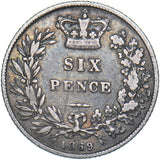 1869 Sixpence (Die no. 13) - Victoria British Silver Coin
