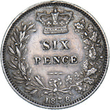 1878 Sixpence (Die no. 35) - Victoria British Silver Coin - Nice