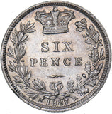 1887 Sixpence (Young Head) - Victoria British Silver Coin - Very Nice