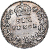 1902 Sixpence - Edward VII British Silver Coin - Nice