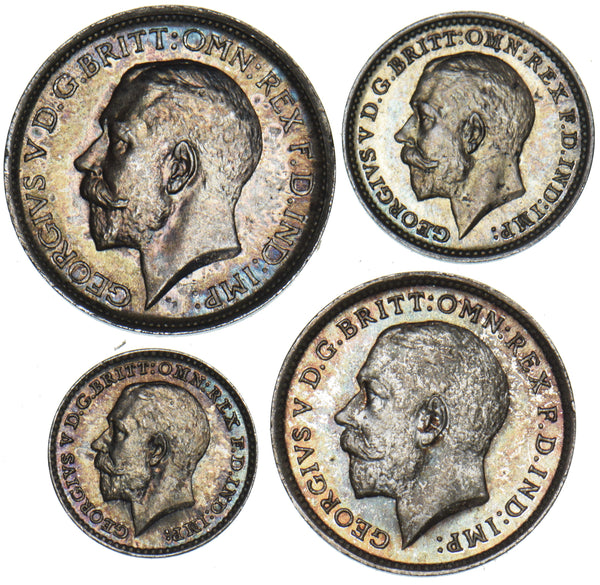 1914 Maundy Set - George V British Silver Coins - Superb